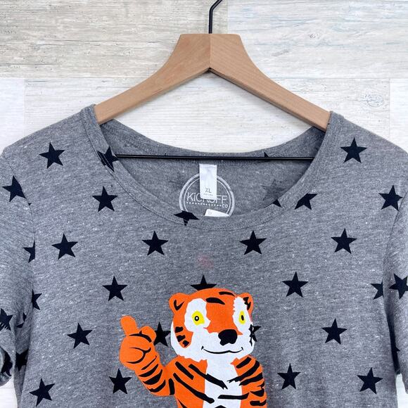 Clemson Tigers Star Print T Shirt Gray Short Sleeve Kickoff Couture Womens XL - Picture 2 of 7